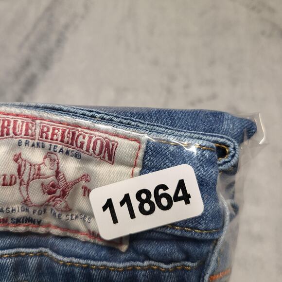 True Religion Jeans Womens 34 Blue Stretch Denim Light Wash Whiskered Zip Fly - Picture 11 of 11